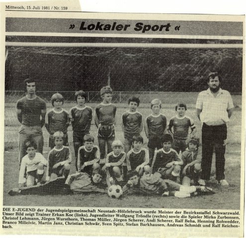 1981 E-Jugend Meister Bezirksstaffel
